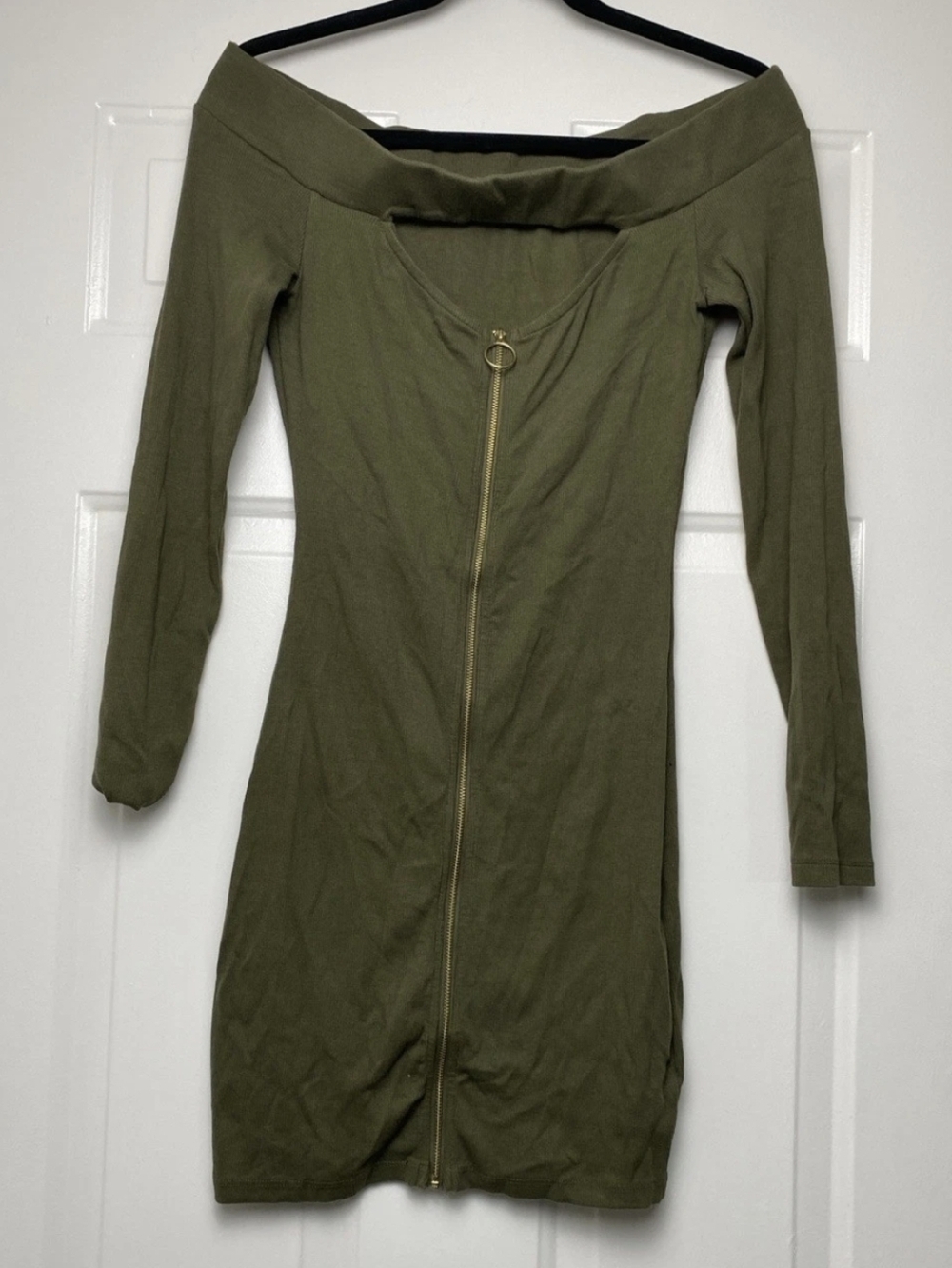 Guess Olive Green Long Sleeve Dress